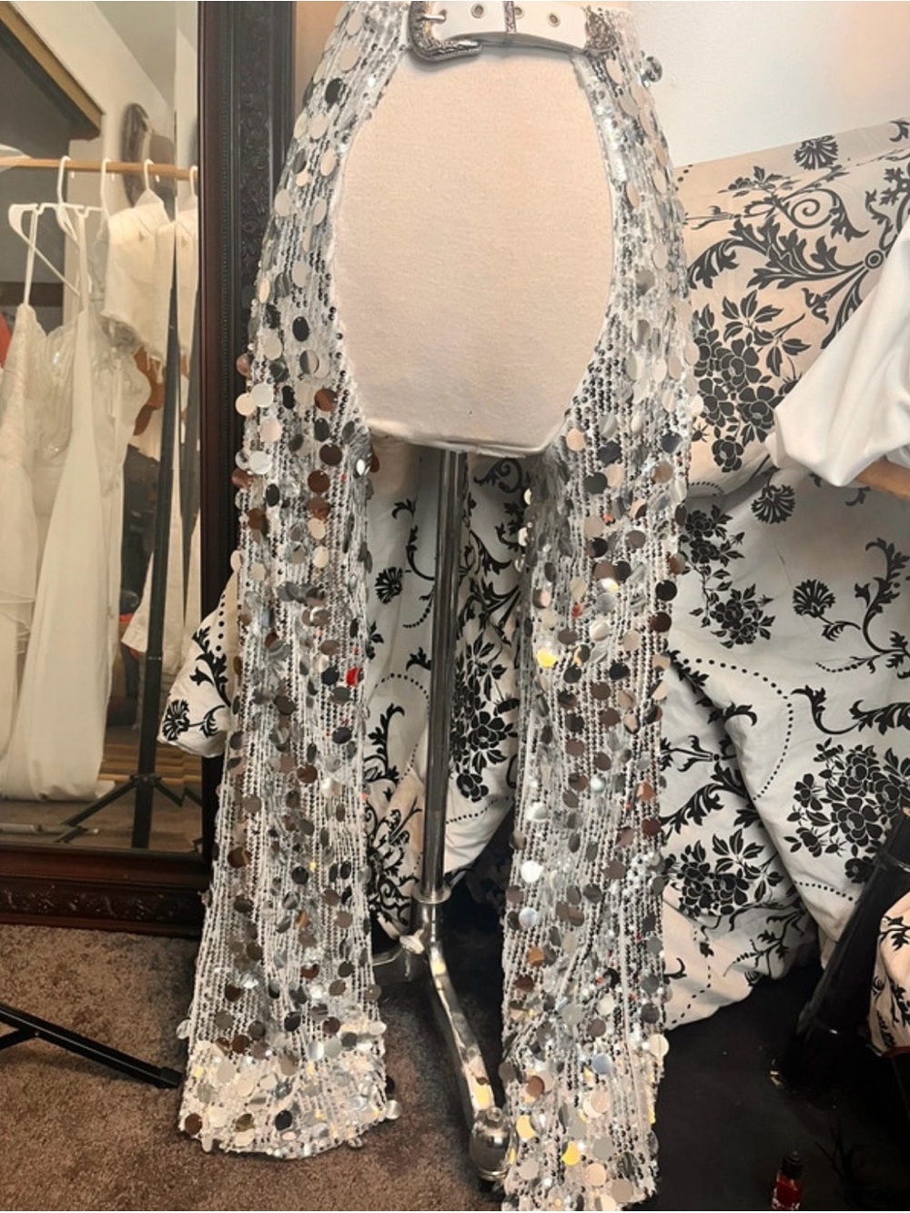 12th Tribe Silver Sequin Fringe Scarf